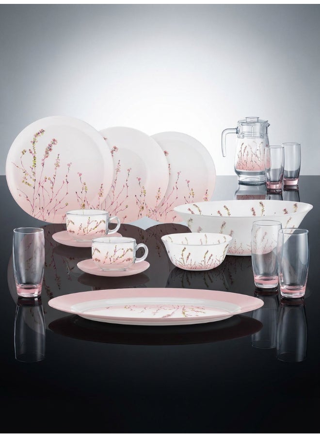 Luminarc Simple Trompette 46 Piece Dinner Set includes 6 x 26cm Dinner Plates, 6 x 20cm Soup Plates, 6 x 20.5cm Dessert Plates, 6 x 12cm Bowls, 1x 27cm Salad Bowl, 1 x 33cm Oval Platter,   6x 22cl Cup, 6 x 14cm Saucer, 6 x 27cl Tumbler, 1.6L Jug with Lid, Tempered High Qualtiy Glass, Chip resistant, Microwave Safe - Image 5