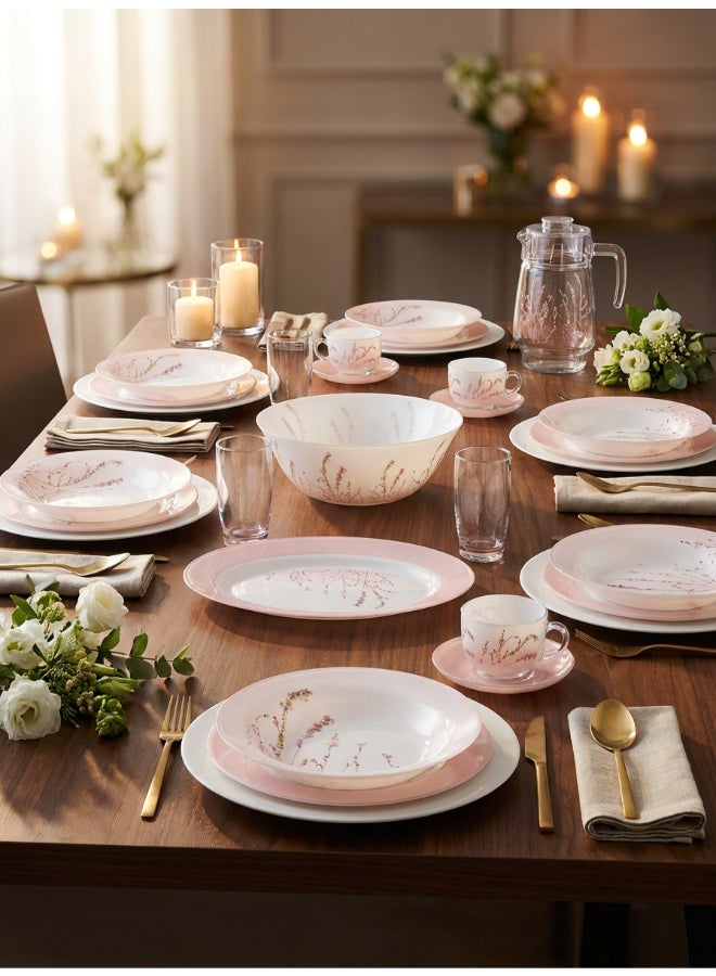 Luminarc Simple Trompette 46 Piece Dinner Set includes 6 x 26cm Dinner Plates, 6 x 20cm Soup Plates, 6 x 20.5cm Dessert Plates, 6 x 12cm Bowls, 1x 27cm Salad Bowl, 1 x 33cm Oval Platter,   6x 22cl Cup, 6 x 14cm Saucer, 6 x 27cl Tumbler, 1.6L Jug with Lid, Tempered High Qualtiy Glass, Chip resistant, Microwave Safe - Image 4