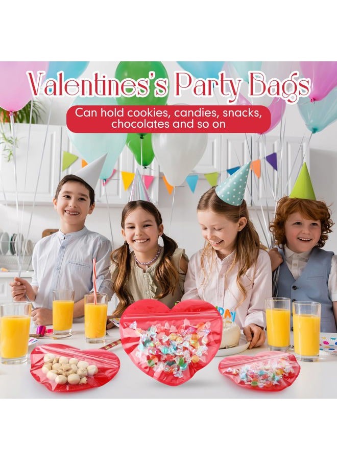 Yexiya 50 Pcs Valentine Gift Bags Heart Shaped Treat Bags Valentine Plastic Goodie Candy Container Resealable Jewelry Packaging Container Decoration for Holiday Gift Wrapping(Red,Three Sizes) - Image 5