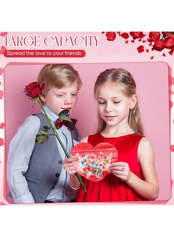 Yexiya 50 Pcs Valentine Gift Bags Heart Shaped Treat Bags Valentine Plastic Goodie Candy Container Resealable Jewelry Packaging Container Decoration for Holiday Gift Wrapping(Red,Three Sizes) - Image 3