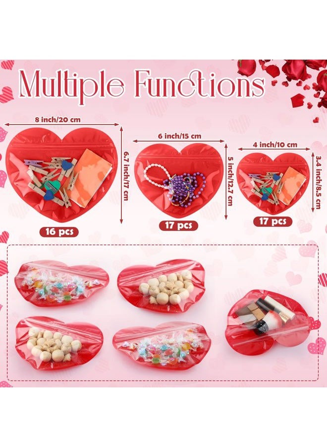 Yexiya 50 Pcs Valentine Gift Bags Heart Shaped Treat Bags Valentine Plastic Goodie Candy Container Resealable Jewelry Packaging Container Decoration for Holiday Gift Wrapping(Red,Three Sizes) - Image 4