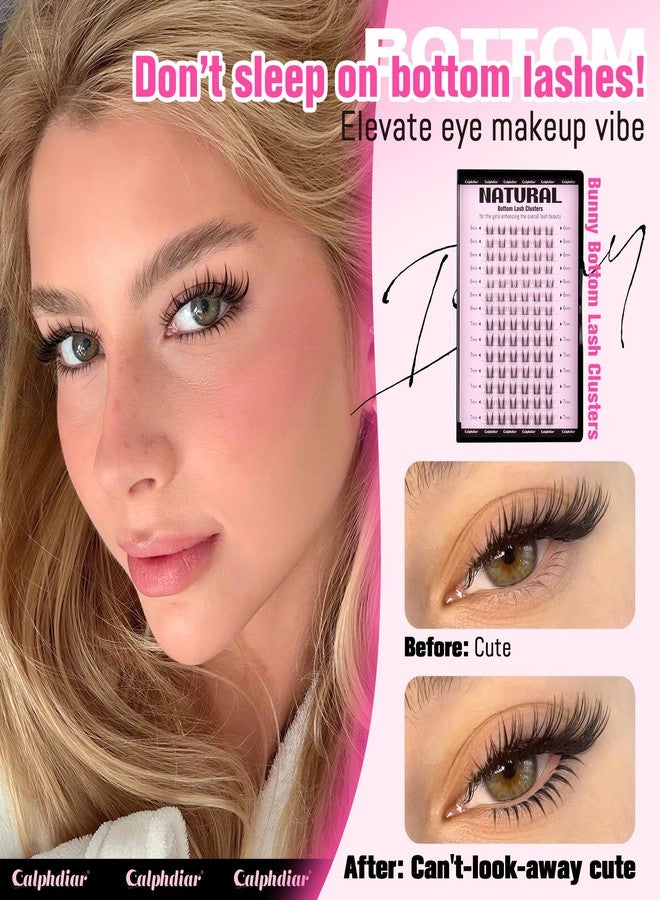 calphdiar Bottom Lash Clusters Manga Eyelash Extensions 5-7mm Natural Wispy Bottom Lashes Invisible Clear Band Individual Lower Lash Clusters DIY Bottom Lash for Bigger Doe Eyes No Mascara Needed - Image 5