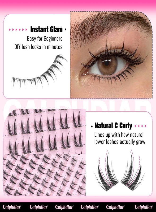 calphdiar Bottom Lash Clusters Manga Eyelash Extensions 5-7mm Natural Wispy Bottom Lashes Invisible Clear Band Individual Lower Lash Clusters DIY Bottom Lash for Bigger Doe Eyes No Mascara Needed - Image 4