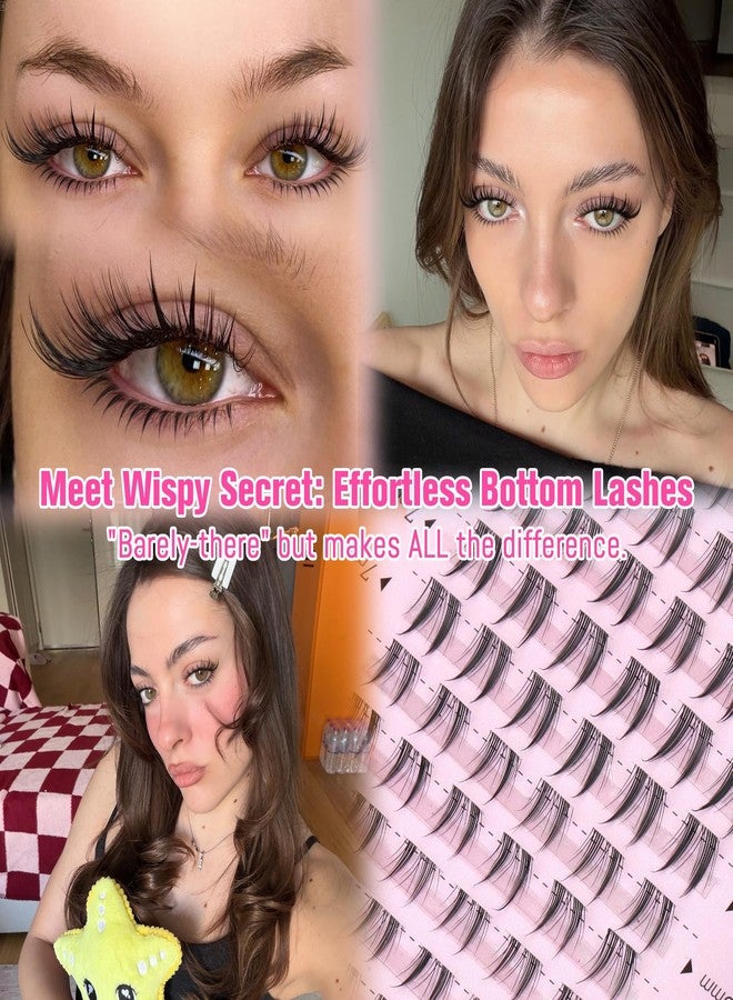calphdiar Bottom Lash Clusters Manga Eyelash Extensions 5-7mm Natural Wispy Bottom Lashes Invisible Clear Band Individual Lower Lash Clusters DIY Bottom Lash for Bigger Doe Eyes No Mascara Needed - Image 2
