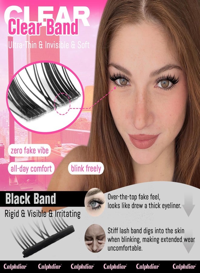 calphdiar Bottom Lash Clusters Manga Eyelash Extensions 5-7mm Natural Wispy Bottom Lashes Invisible Clear Band Individual Lower Lash Clusters DIY Bottom Lash for Bigger Doe Eyes No Mascara Needed - Image 3