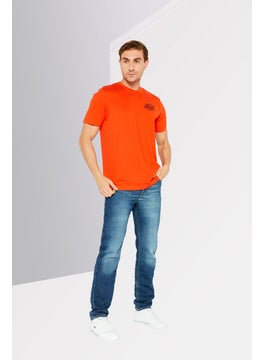 DIESEL Men Crew Neck Short Sleeve Graphic T-Shirt, Orange  - Image 2