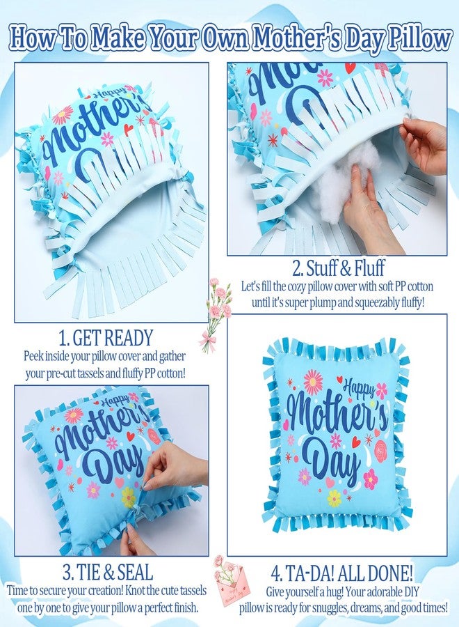 Mindsoft 6 Sets Mother's Day DIY Pillow Craft Kits - Cute Floral Tied Pillows with Happy Mother's Day Design, Handmade Gifts for Mom, Craft Activities, Home Decoration & Party Decor Favors - Image 3