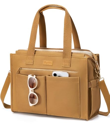 Bagstellar Canvas Tote Bag for Women, 15-Pocket Large Crossbody Purse Shoulder Satchel Handbag Bible Laptop Bag Zipper Bookbag for Teacher Nurse Work Travel College Everyday - Image 1