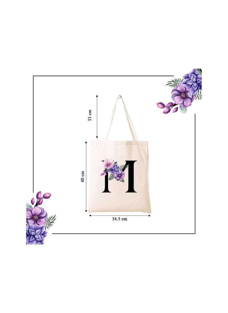 PRINTSHOP4ME Eco-Friendly Canvas Cotton Tote Bag with Floral Design on Initial Letters Printed Bridesmaids Bags for Women- Reusable Shopping Bag, Party Gift Idea and Cotton Gift Bag  - Image 5