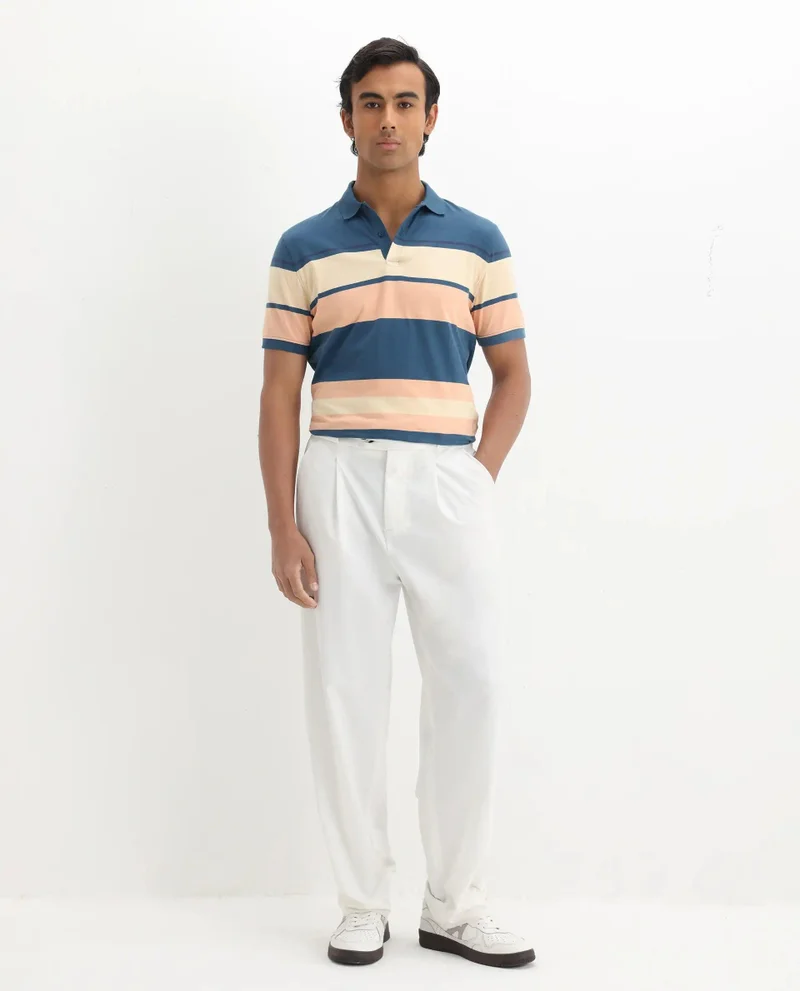 Rare Rabbit Men's Multicolor Stripe Knit Polo