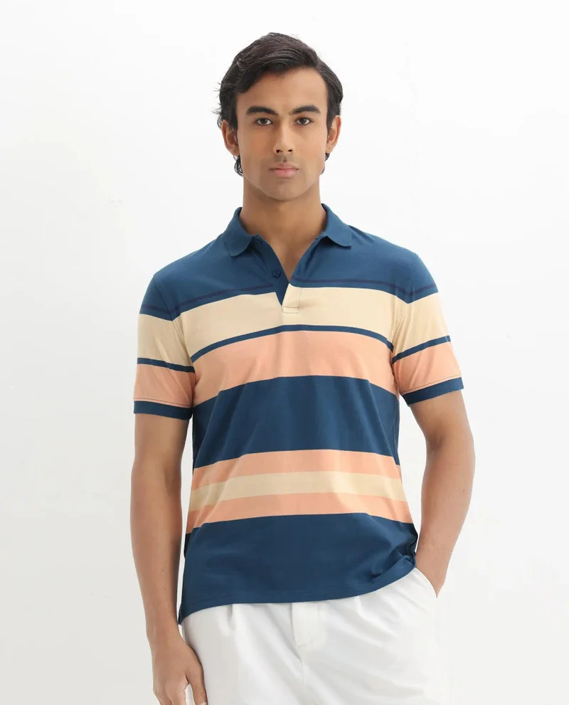 Rare Rabbit Men's Multicolor Stripe Knit Polo