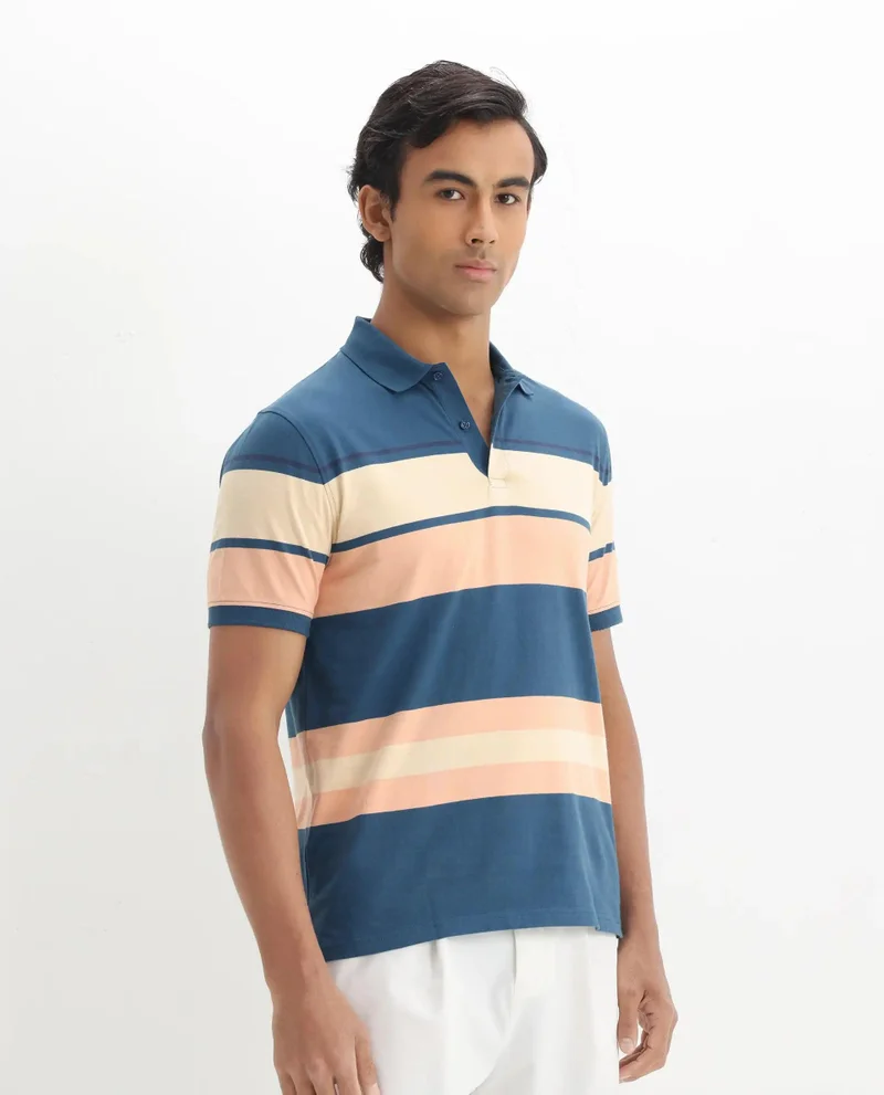 Rare Rabbit Men's Multicolor Stripe Knit Polo