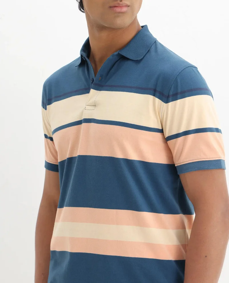 Rare Rabbit Men's Multicolor Stripe Knit Polo