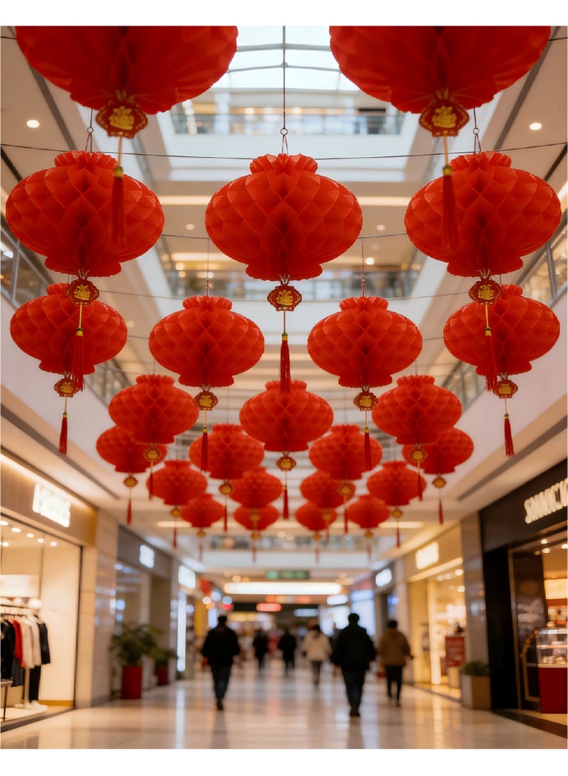 20Pcs Red Honeycomb Lanterns | Eid & Ramadan Decor for Middle East - Image 2