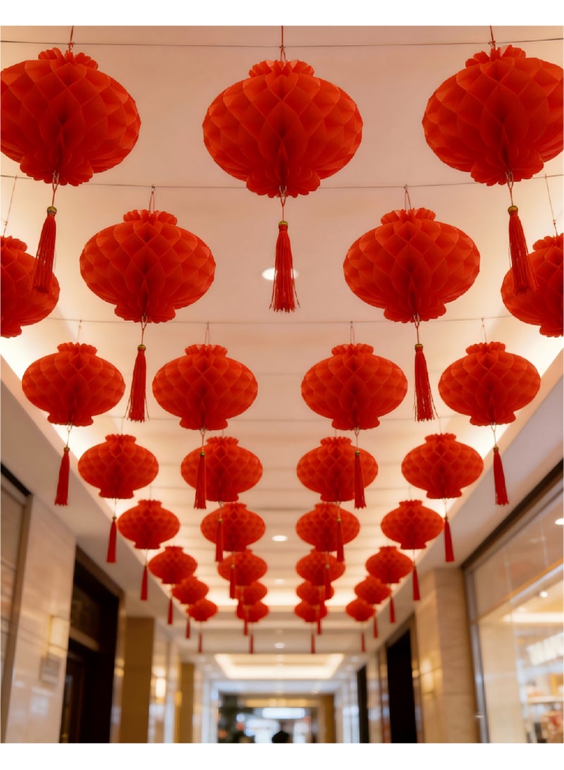 20Pcs Red Honeycomb Lanterns | Eid & Ramadan Decor for Middle East - Image 3