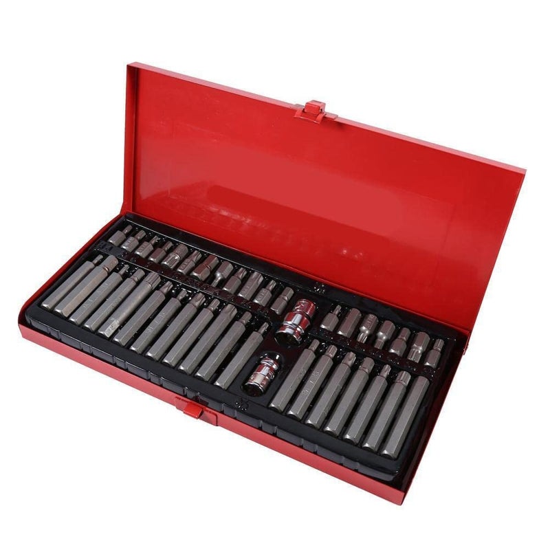 Harboan Harboan 40pcsset Chrome Vanadium Steel Screwdriver Wrench Head Set Iron Box Bronze Star Head Set Torx Hexagon Socket Head Set Special Car And Motorcycle Maintenance Bits Head  - Image 1