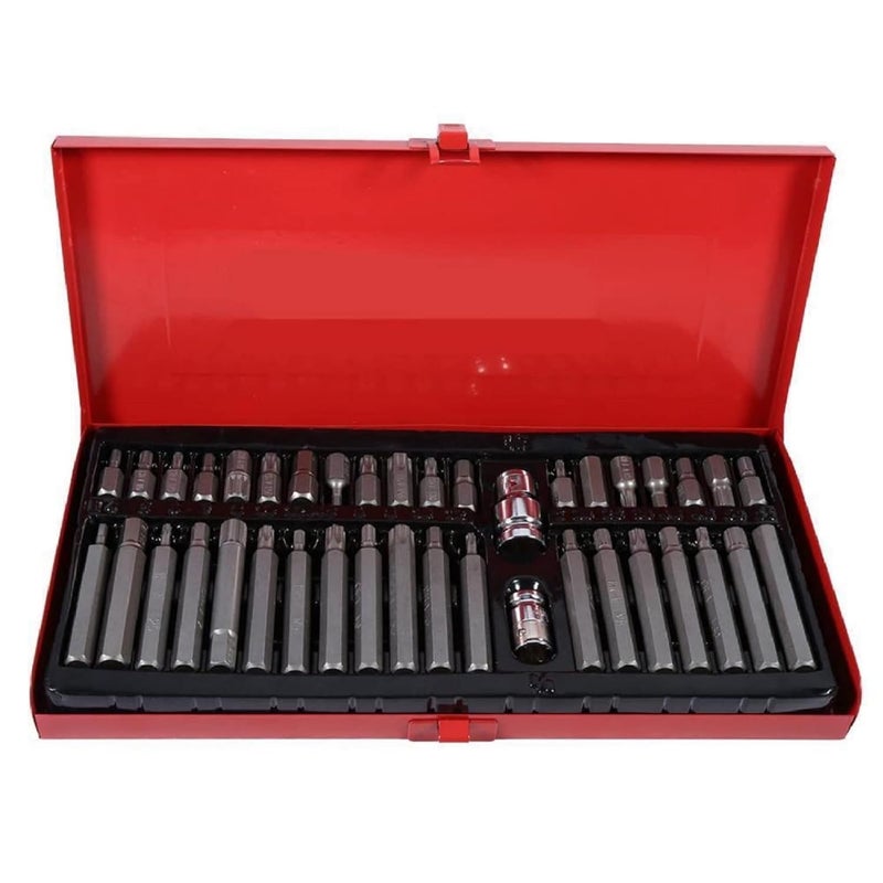 Harboan Harboan 40pcsset Chrome Vanadium Steel Screwdriver Wrench Head Set Iron Box Bronze Star Head Set Torx Hexagon Socket Head Set Special Car And Motorcycle Maintenance Bits Head  - Image 2
