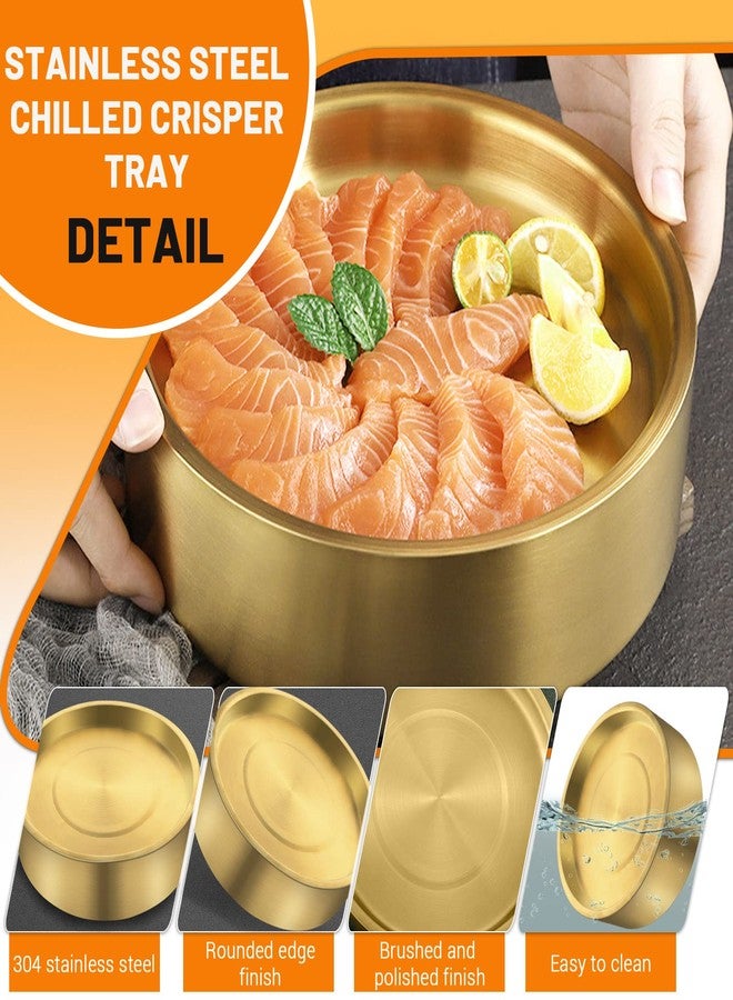 Yitexin 11in Gold Stainless Steel Ice Chilled Serving Trays, Appetizer Cold Serving Tray Platter with Ice, Iced Serving Tray for Parties, Cooling Shrimp Cocktail Serving Dish for Food Fruit (28cm) - Image 4