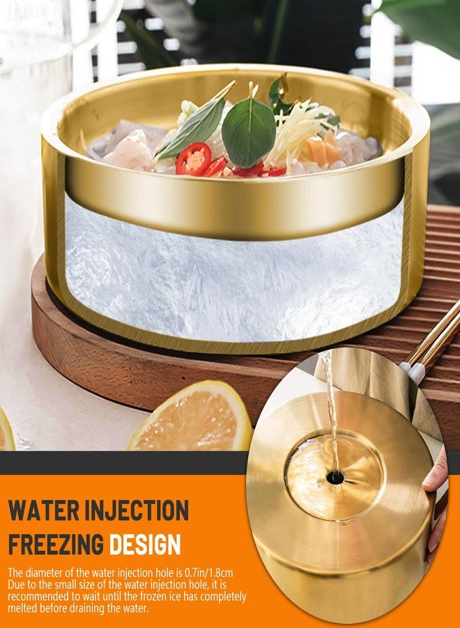 Yitexin 11in Gold Stainless Steel Ice Chilled Serving Trays, Appetizer Cold Serving Tray Platter with Ice, Iced Serving Tray for Parties, Cooling Shrimp Cocktail Serving Dish for Food Fruit (28cm) - Image 3