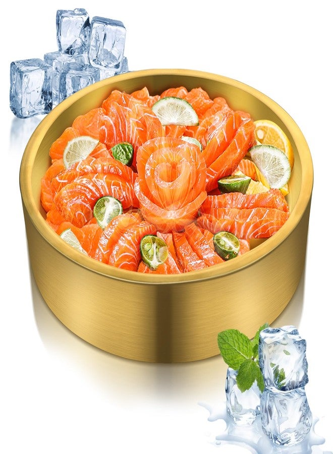 Yitexin 11in Gold Stainless Steel Ice Chilled Serving Trays, Appetizer Cold Serving Tray Platter with Ice, Iced Serving Tray for Parties, Cooling Shrimp Cocktail Serving Dish for Food Fruit (28cm) - Image 1
