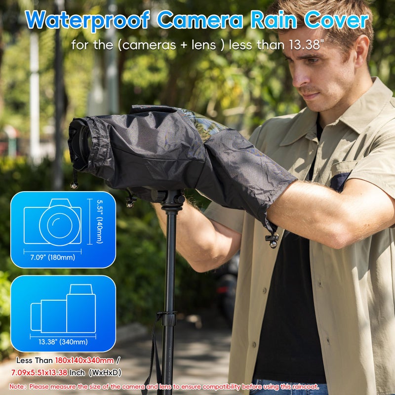 Kiorafoto Professional Waterproof Camera Rain Cover Rain Coat for Canon Nikon Sony Fujifilm and More DSLR Mirrorless Cameras with Lens, Camera Accessories for Photography Rain Gear - Image 2