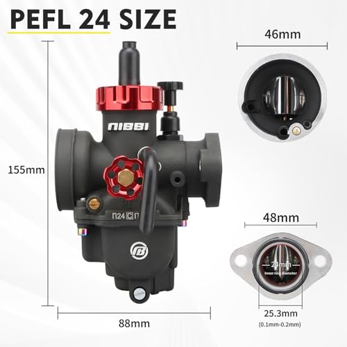 NIBBI 24mm Carburetor Performance Kit PE24FL Carb with Motorcycle CNC Air Filter Fit for Pit Bike Dirtbike Minibike ATV 150cc Tao Tao SSR Apollo Pradator 212 - Image 3