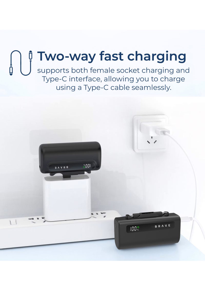 Brave - Power Bank Station Kit, Multi-Device Charging Dock, 4x 5000mAh Portable Charger Set with PD22.5W Type-C & PD20W Lightning, LED Display, Fast Charging External Battery for iPhone 16/15/14/13/12, Samsung S25/S24/S23/S22, iPad Pro, AirPods Pro, and More - USB-C Power Bank Charging Station (Black) - Image 1
