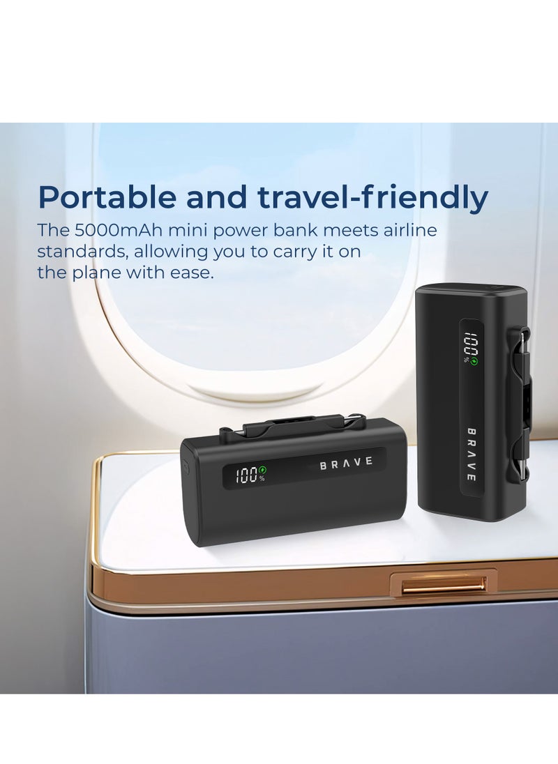 Brave - Power Bank Station Kit, Multi-Device Charging Dock, 4x 5000mAh Portable Charger Set with PD22.5W Type-C & PD20W Lightning, LED Display, Fast Charging External Battery for iPhone 16/15/14/13/12, Samsung S25/S24/S23/S22, iPad Pro, AirPods Pro, and More - USB-C Power Bank Charging Station (Black) - Image 1