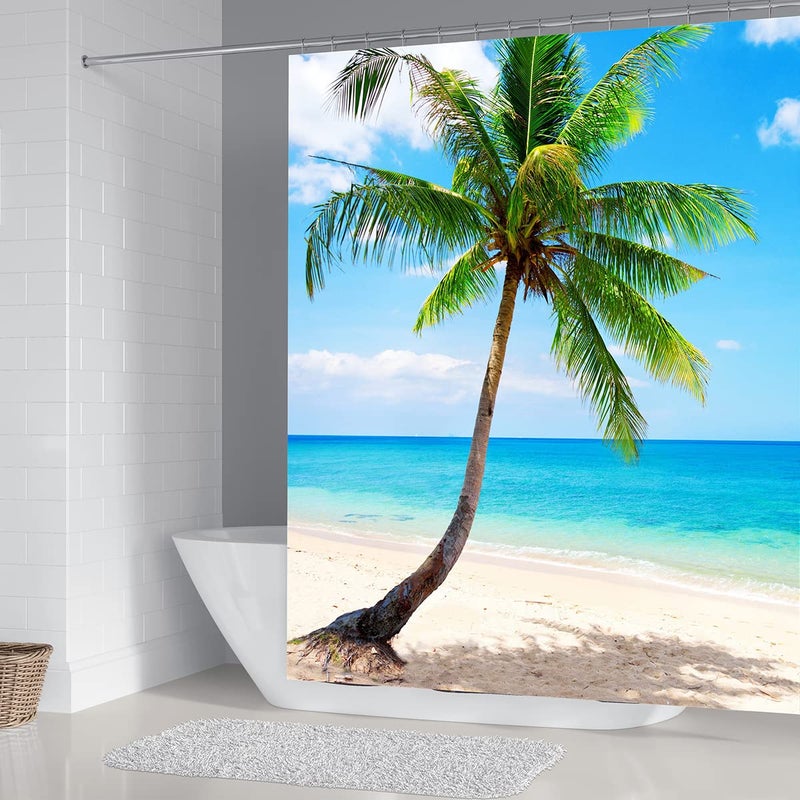 DDS-DUDES Sea Turtle Shower Curtain Set for Bathroom, Ocean Bathroom Sets with Shower Curtain and Rugs Polyester Fabric Waterproof Curtains with Hooks 71" x 71" (Ocean 1) - Image 3