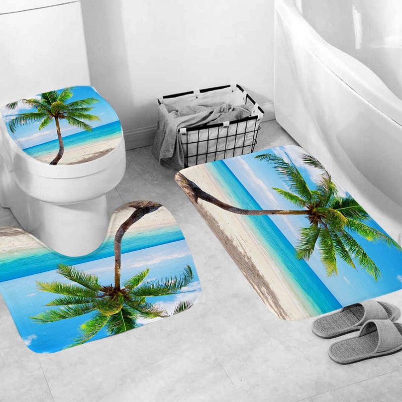 DDS-DUDES Sea Turtle Shower Curtain Set for Bathroom, Ocean Bathroom Sets with Shower Curtain and Rugs Polyester Fabric Waterproof Curtains with Hooks 71" x 71" (Ocean 1) - Image 4