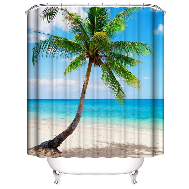 DDS-DUDES Sea Turtle Shower Curtain Set for Bathroom, Ocean Bathroom Sets with Shower Curtain and Rugs Polyester Fabric Waterproof Curtains with Hooks 71" x 71" (Ocean 1) - Image 2