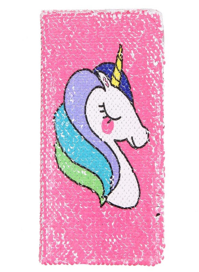 Unigift Unicorn Notebook,New A5 Notebook Color Reversible Sequin Unicorn Diary Notebook Magic Sequin Journal Rainbow Notebook DIY Painting Magic Daily Journal Notebook for Kids (Rose Red) - Image 1