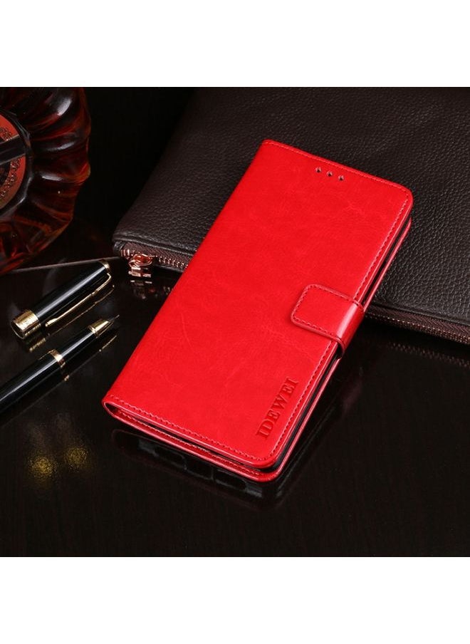 HuHa - Case Cover For For Motorola Moto One 5G Ace idewei Crazy Horse Texture Horizontal Flip Leather Case with Holder & Card Slots & Wallet(Red) - Image 1