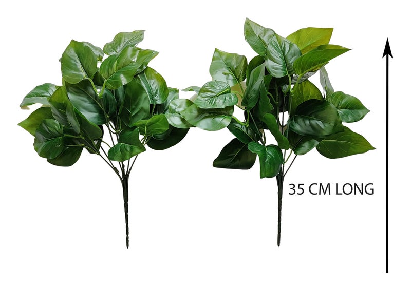ARTSY Artificial Plants for Home Decor, Plant Leaves Bunch for Pot/vase, Home/Office Decor, Gift, Craft, Artificial Flowers, Without vase, Combo, Pack 2 Pieces, 35 cm Height, Dark Green - Image 4