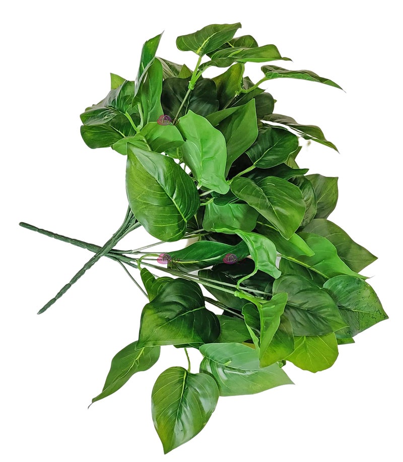 ARTSY Artificial Plants for Home Decor, Plant Leaves Bunch for Pot/vase, Home/Office Decor, Gift, Craft, Artificial Flowers, Without vase, Combo, Pack 2 Pieces, 35 cm Height, Dark Green - Image 2