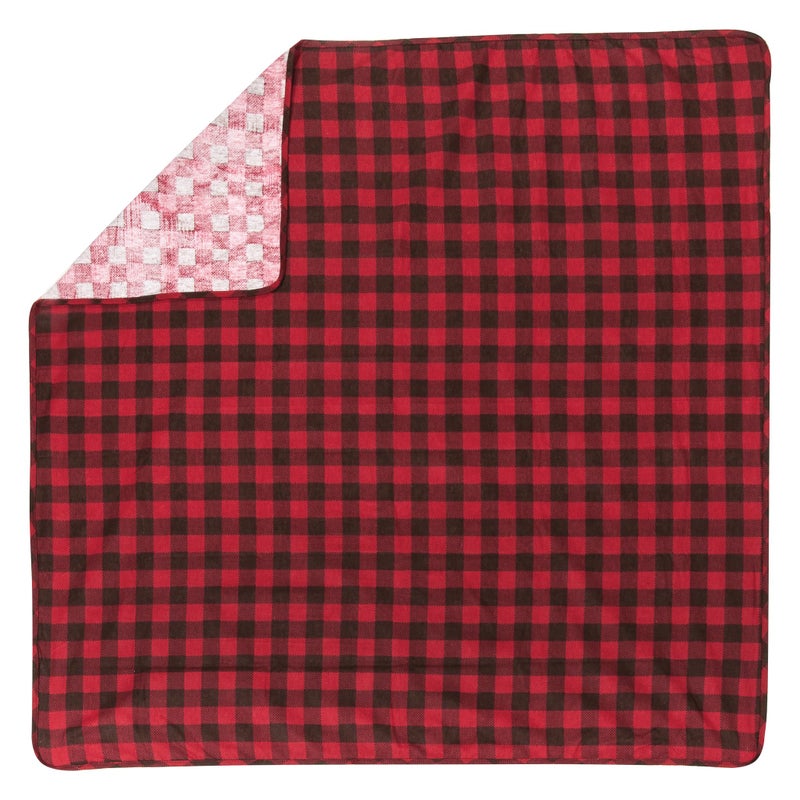 Trend Lab Brown and Red Buffalo Check Deluxe Flannel Swaddle Blanket - Buffalo Check Cotton, Red and Brown, 48 in x 48 in - Image 5