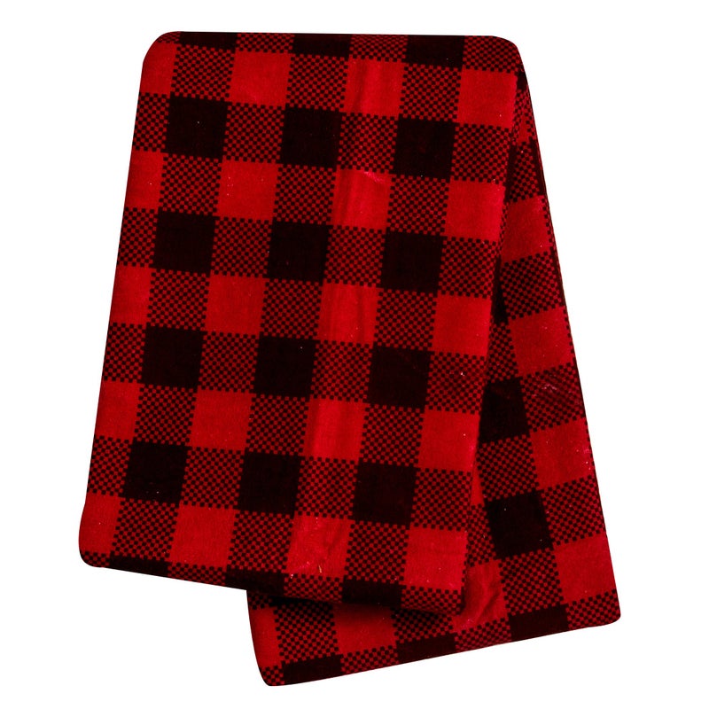 Trend Lab Brown and Red Buffalo Check Deluxe Flannel Swaddle Blanket - Buffalo Check Cotton, Red and Brown, 48 in x 48 in - Image 1