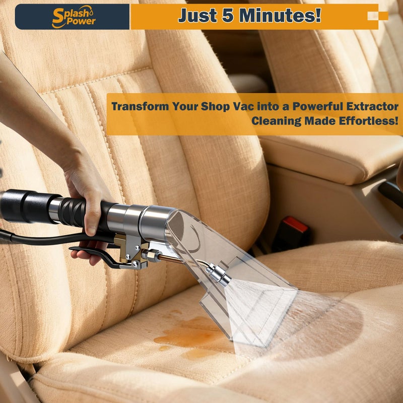 SplashPower Universal Fit Any Existing Shop Vac Hose Extractor Kit Better Attachment Wet-dry Vacuums with 2-1/2" 1-7/8" 1-1/4" Adapter for Carpet Cleaning, Upholstery & Auto Detailing - Image 3
