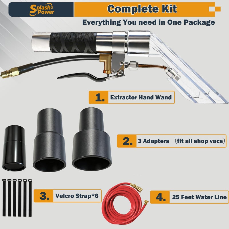 SplashPower Universal Fit Any Existing Shop Vac Hose Extractor Kit Better Attachment Wet-dry Vacuums with 2-1/2" 1-7/8" 1-1/4" Adapter for Carpet Cleaning, Upholstery & Auto Detailing - Image 2