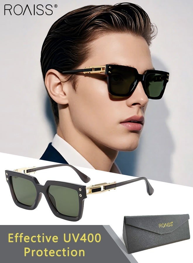 رويس نظارات شمسية كلاسيكية للرجال والنساء بتصميم عتيق وعصري للقيادة بإطار معدني وحماية من الأشعة فوق البنفسجية 400 ونظارات شمسية مضادة للتوهج للقيادة والصيد والسفر - Image 1