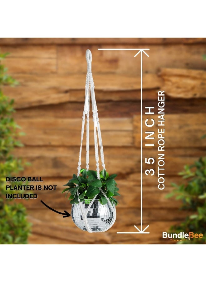 BundleBee Macrame Plant Hanger with Short Rope (No Tassel) - 35 Inch - Cotton Macrame Cord for Boho Decor Flower Pots - Bohemian Chic Home Decor, Simple Indoor Outdoor Hanging Houseplants or Terrarium | 2 Pack  - Image 2