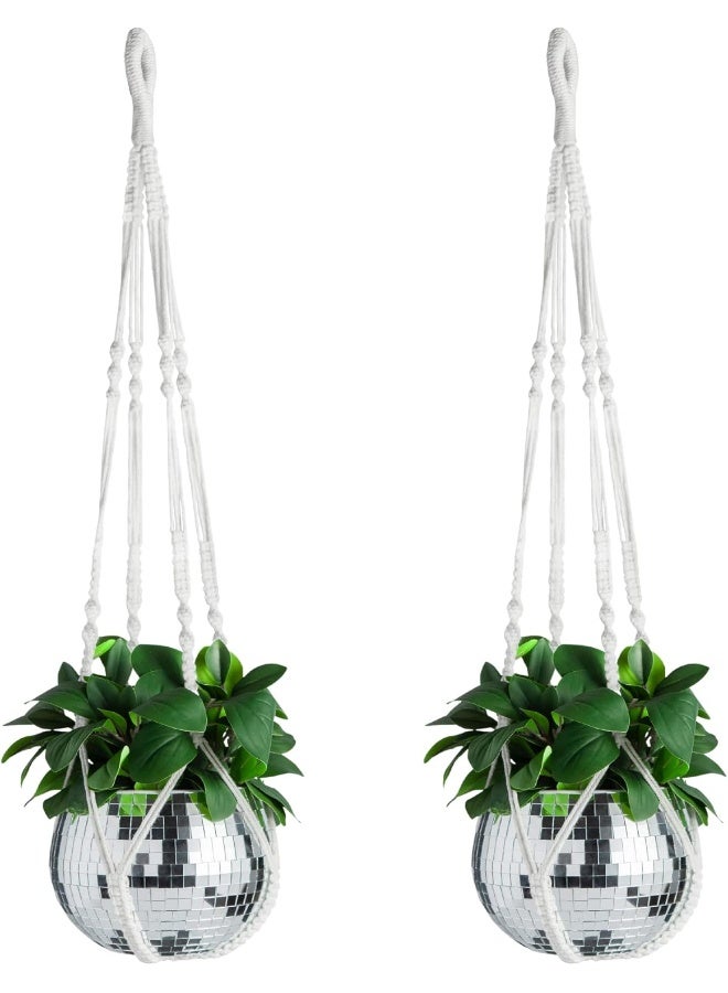 BundleBee Macrame Plant Hanger with Short Rope (No Tassel) - 35 Inch - Cotton Macrame Cord for Boho Decor Flower Pots - Bohemian Chic Home Decor, Simple Indoor Outdoor Hanging Houseplants or Terrarium | 2 Pack  - Image 1