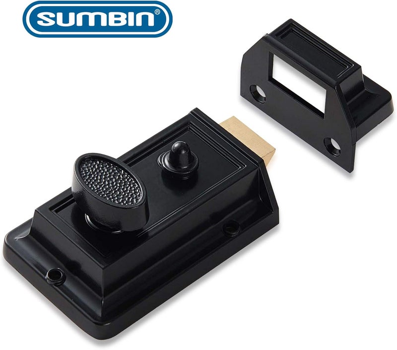 SUMBIN Rim Night Latch for Front Door Black Color - Image 1
