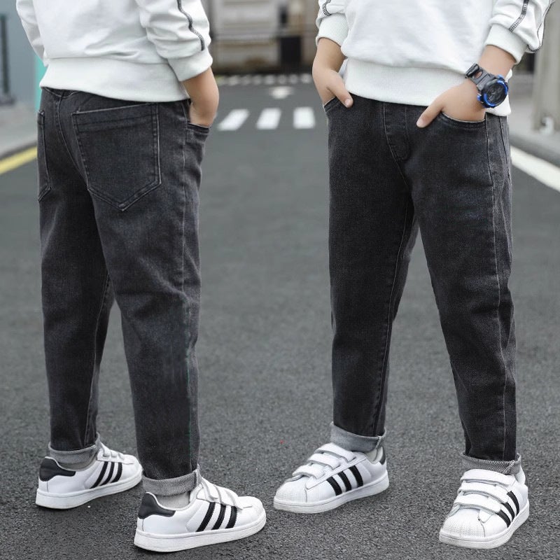 Boys' Jeans Big Boys Children'S Black Spring Wear Soft Pants - Image 1
