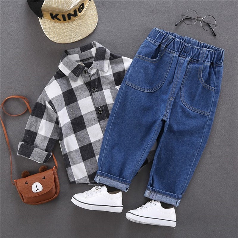 Boys' Jeans Big Boys Children'S Black Spring Wear Soft Pants - Image 4