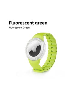 Applicable Children's Strap Airtag Protective Case Waterproof Adjustable Silicone For Apple Tracker Storage Box Case-Color:Fluorescent Green-Applicable Models:AirTag