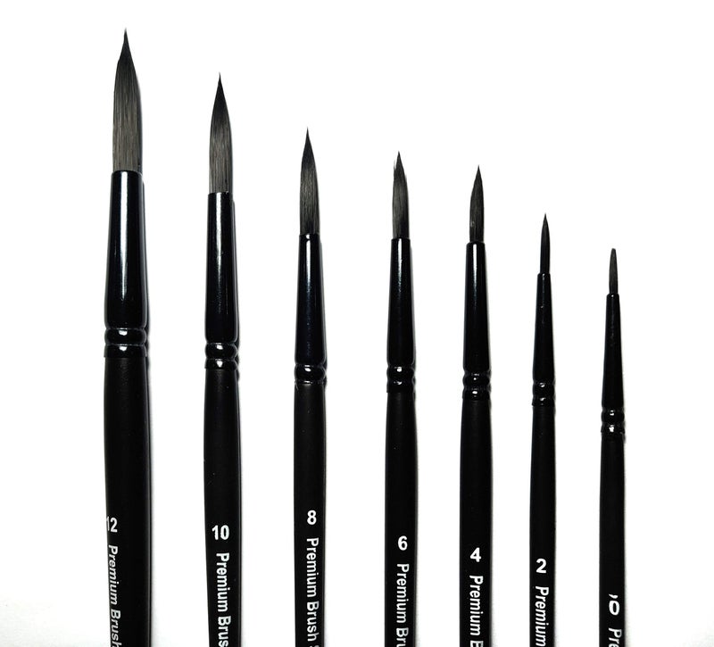 Definite Art Black Handle Brushes with Taklon Nylon Synthetic Bristles for Hobbyists, Students, Intermediate & Beginner (Round Head Black Brushes) - Image 2