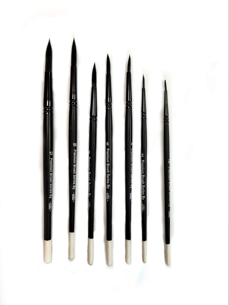 Definite Art Black Handle Brushes with Taklon Nylon Synthetic Bristles for Hobbyists, Students, Intermediate & Beginner (Round Head Black Brushes) - Image 1