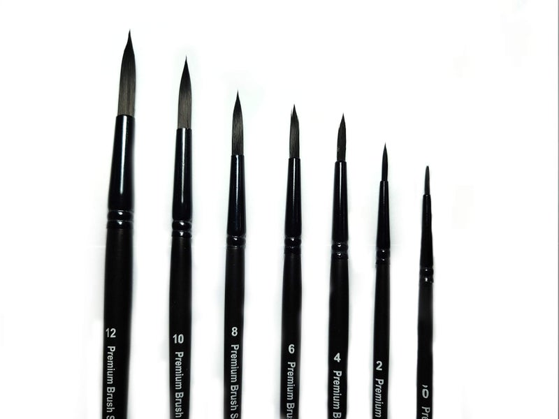 Definite Art Black Handle Brushes with Taklon Nylon Synthetic Bristles for Hobbyists, Students, Intermediate & Beginner (Round Head Black Brushes) - Image 3