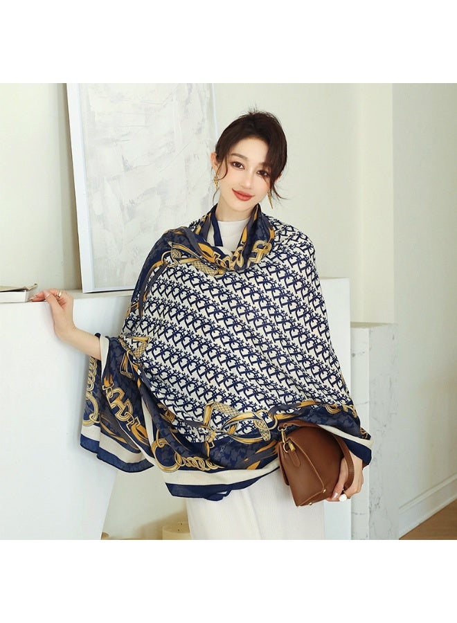 شيلة جديدة من القطن والكتان للسيدات، دافئة، شال كبير، كيب متعددة الاستخدامات.